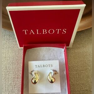Talbots Gold Teardrop Stud Earrings NWT